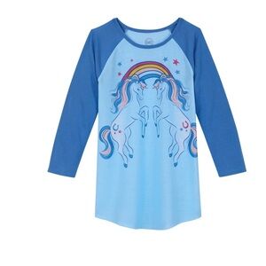 Blue Unicorn long sleeve sleeping gown